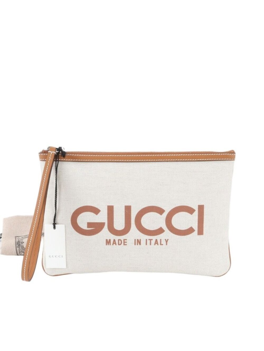Gucci Logo Print Leather Clutch Pouch Business